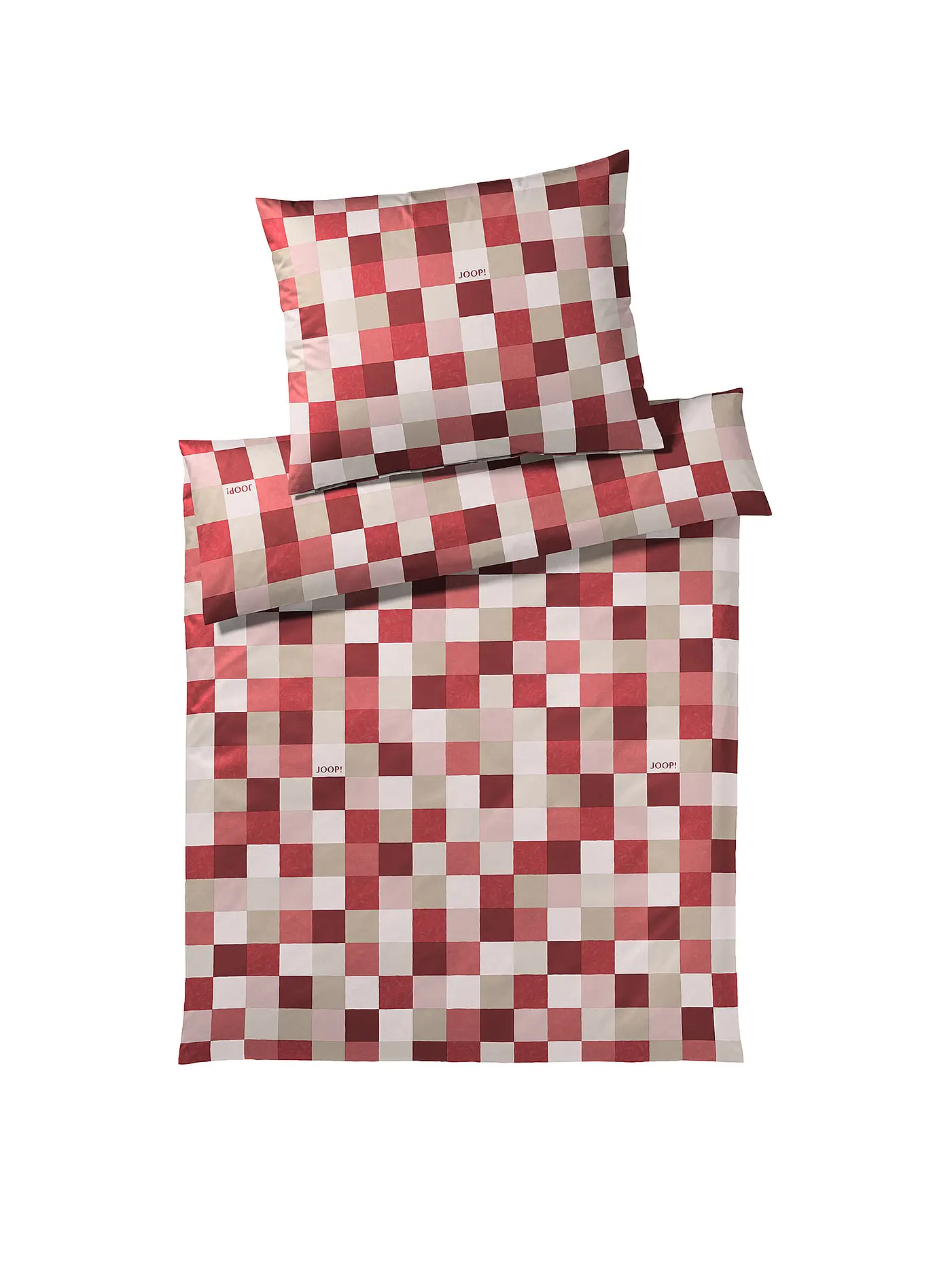 JOOP | Satin Bettwäsche Mosaik 70x90cm / 140x220cm | rot
